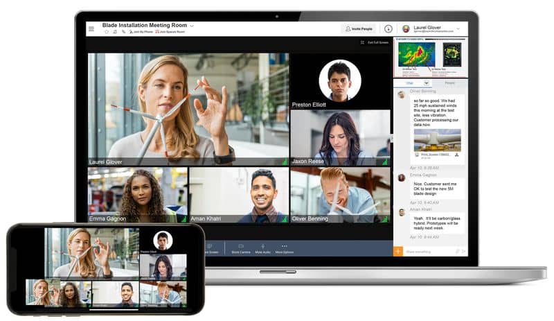 Imagen demostrando características de Avaya Spaces